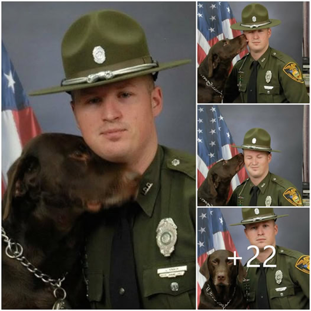 While posing for photos, the devoted police dog can't resist giving affectionate kisses to his handler, perfectly reflecting their deep connection. -dtht